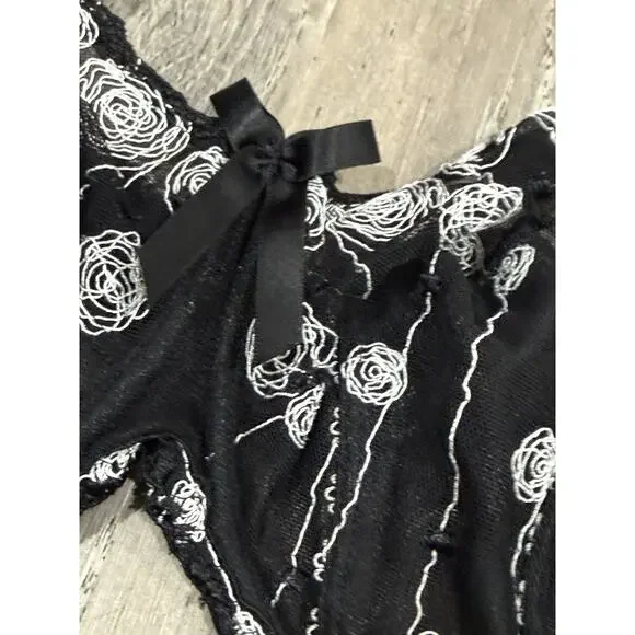 FREYA Mesh Sheer Polka Dot Lace Trim Underwire Plunge Bra Womens 38FF MOD AA312 - Picture 2 of 3